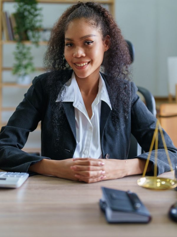 Portrait of African Americans female lawyer at work at office her